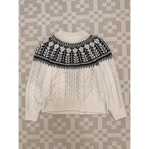 Faherty Native Knitter Frost Fairisle Baby Alpaca Sweater Size Medium 3D Knit